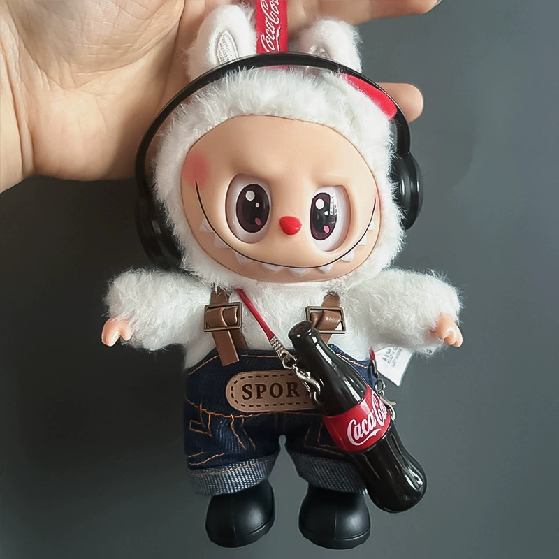 Набор одежды (Labubu) для куклы 17 см, костюм Coca-Cola с наушниками и ботинками, мульт стилевые