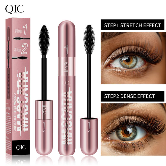 QIC Double-effect Mascara 4D Brush Head Sweat-proof Thick Long Curled Natural Slim Mascara Cross-border Makeup