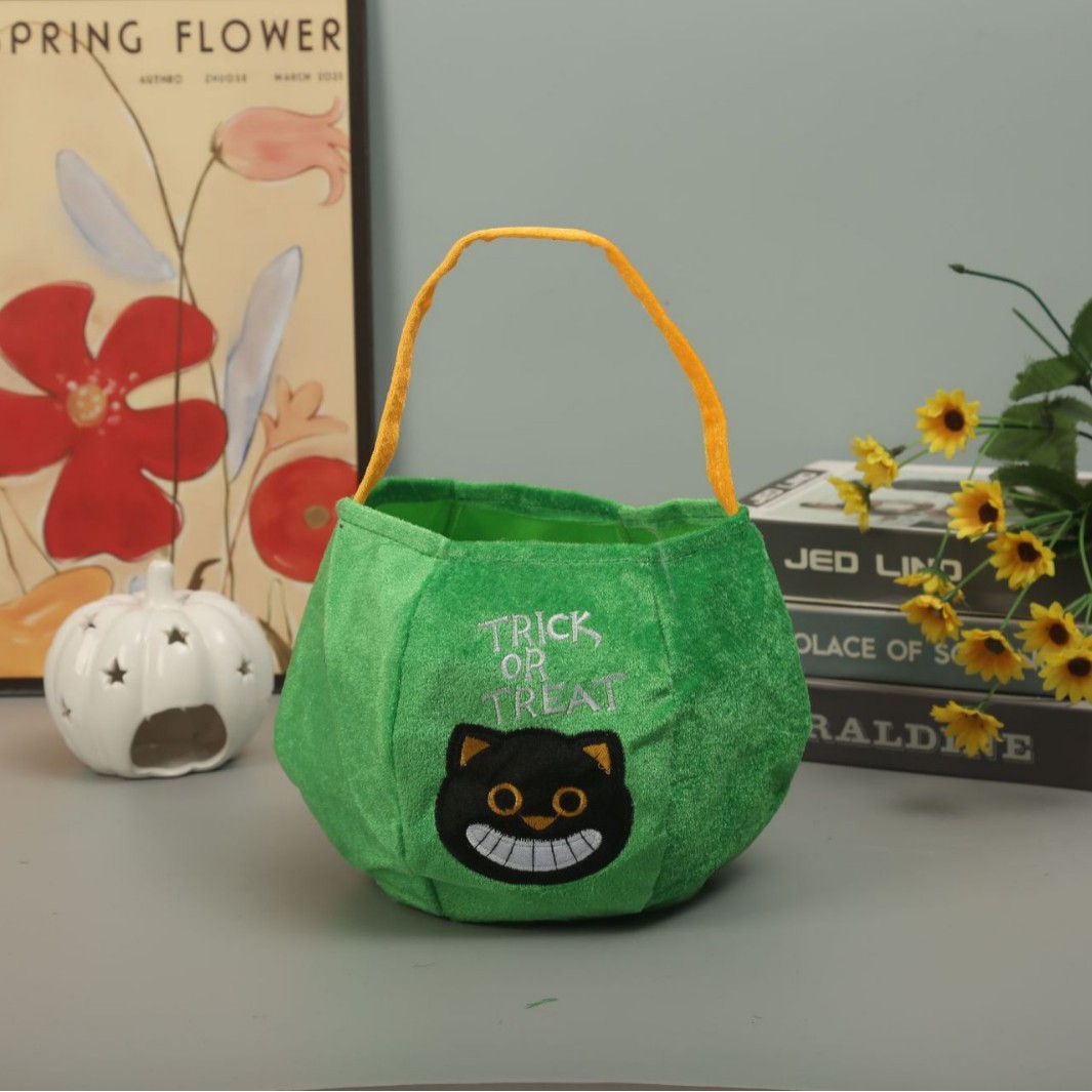 Bordado Halloween bolsas de dulces estereoscópicas portátiles bolsas de calabaza canasta lámpara de calabaza accesorios para niños brujas fantasmas