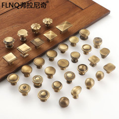 黃古銅美式復古純銅抽屜櫥櫃單孔實心衣櫃拉手正方形櫃門全銅把手