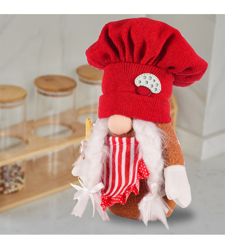 Wholesale Red Knitted Chef Hat Rudolph Doll Christmas Decoration Nihaojewelry display picture 1