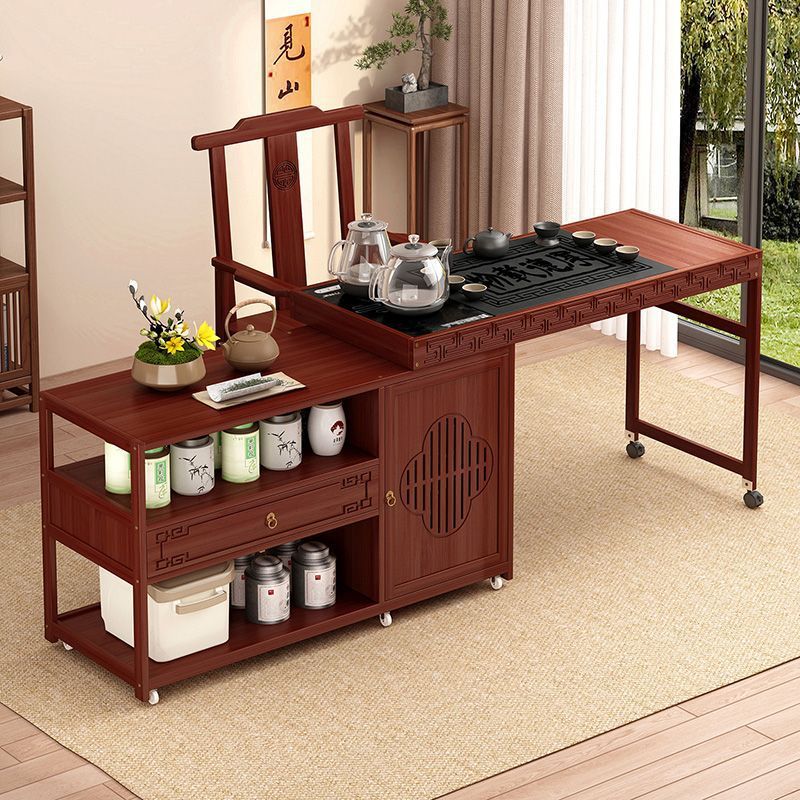 New Chinese Style Coffee Table, Sofa Side Table, Tea Cabinet, Tea Table, Kettle, Integrated Mobile Balcony Small Tea Table