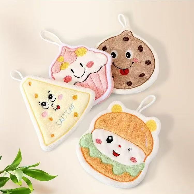 Christmas Hand Towel Baking Hanging Thickeneded Coral Velvet Towel Kitchen Absorbent Quick-Drying Rag Cartoon Small Hand Towel