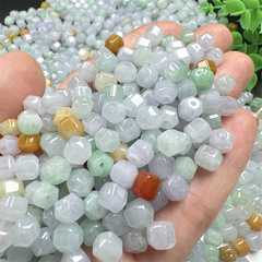 翡翠ミャンマー玉端角材a品diyブレスレットネックレス編み玉部品六角珠散件四会卸売り