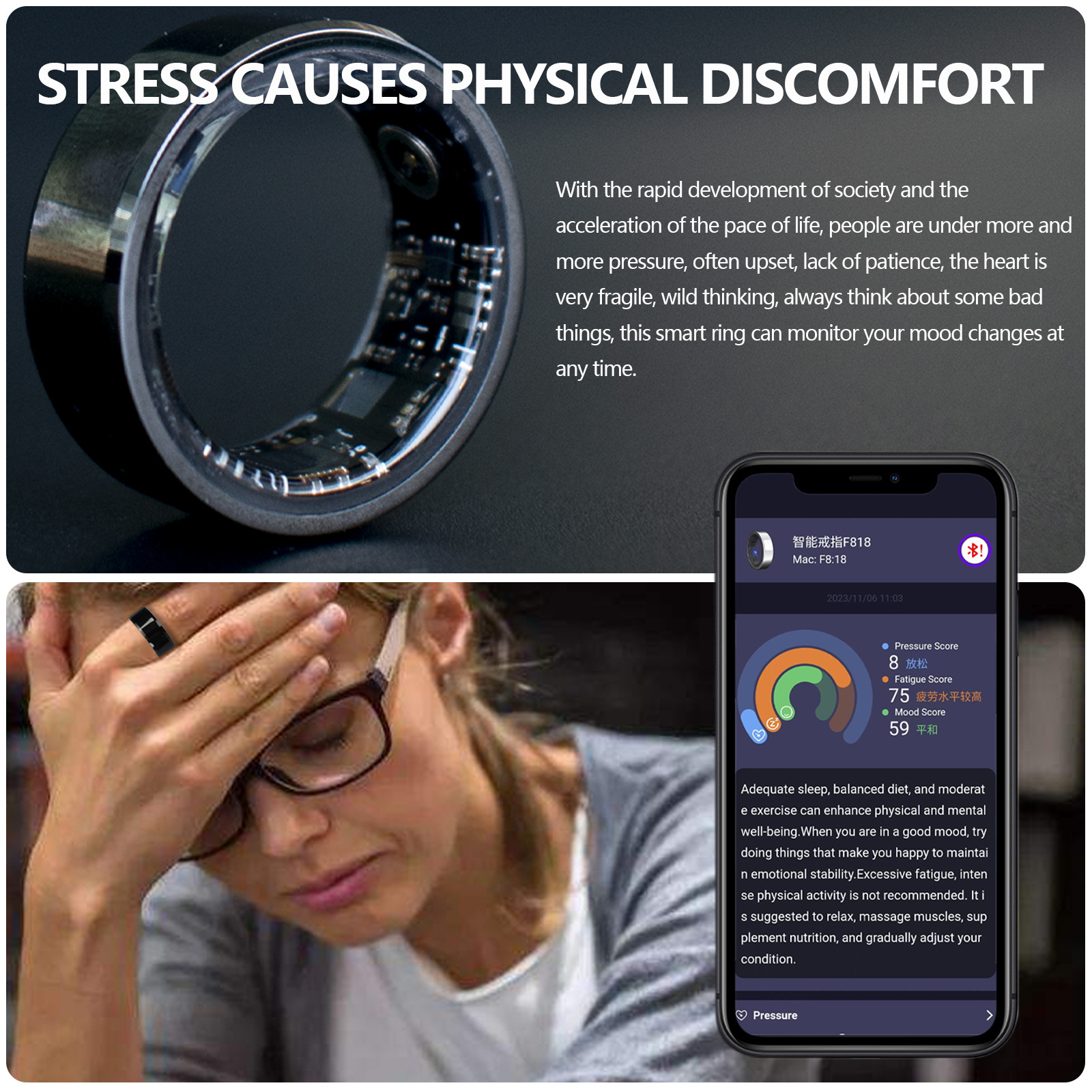 CRFISH transfronterizo anillo inteligente gestión emocional microcirculación humana monitoreo inteligente anillo de salud