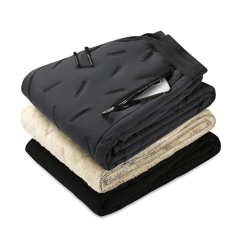 Pantalones casuales de algodón de plumón de mediana edad y ancianos, nuevos pantalones de algodón de pulsación de goma, bolsillo con cremallera, pantalones de pie de vello para personas mayores