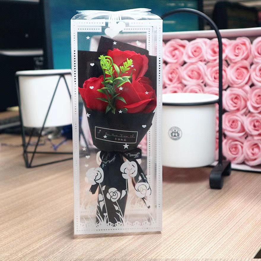 Ramo de Rosas de Jabón de 3 Rosas en Caja de Regalo, Flor de Jabón, para San Valentín y Festividades image 6