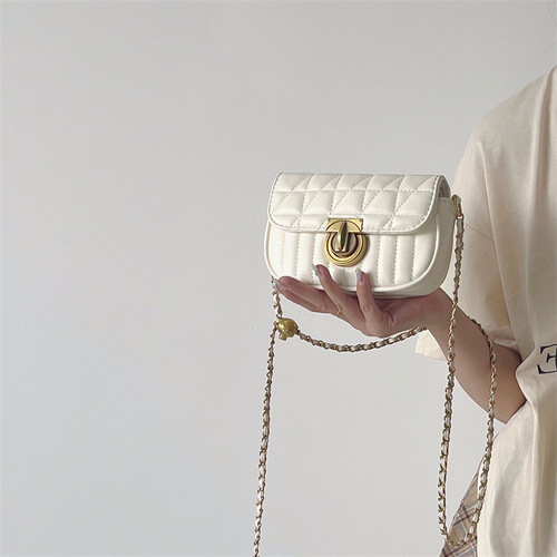 Original high-end minimalist niche design versatile diamond grid clasp chain small shoulder crossbody bag small square bag