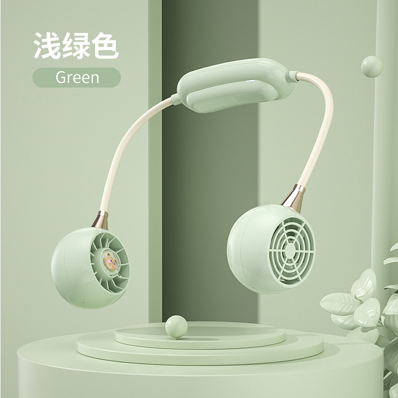 新しい吊り首ファン漫画 USB 充電式アウトドアスポーツ怠惰なライトサウンド小型ファンポータブル屋外ギフト|undefined