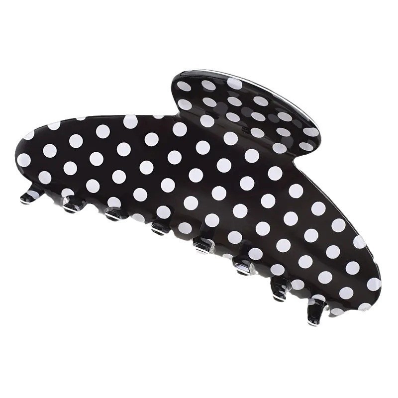 Red, Black Color Sweet Women's Semicircle Polka Dots Horse PVC Hair Clip Hair Claws