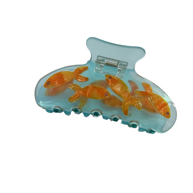Advanced Sense Fun Goldfisch-Tank-Clip Nischendesign Niedliche Goldfisch-Essigsäure-Haarnadel Mittlerer Hai-Clip Haar-Accessoires_voghion.com