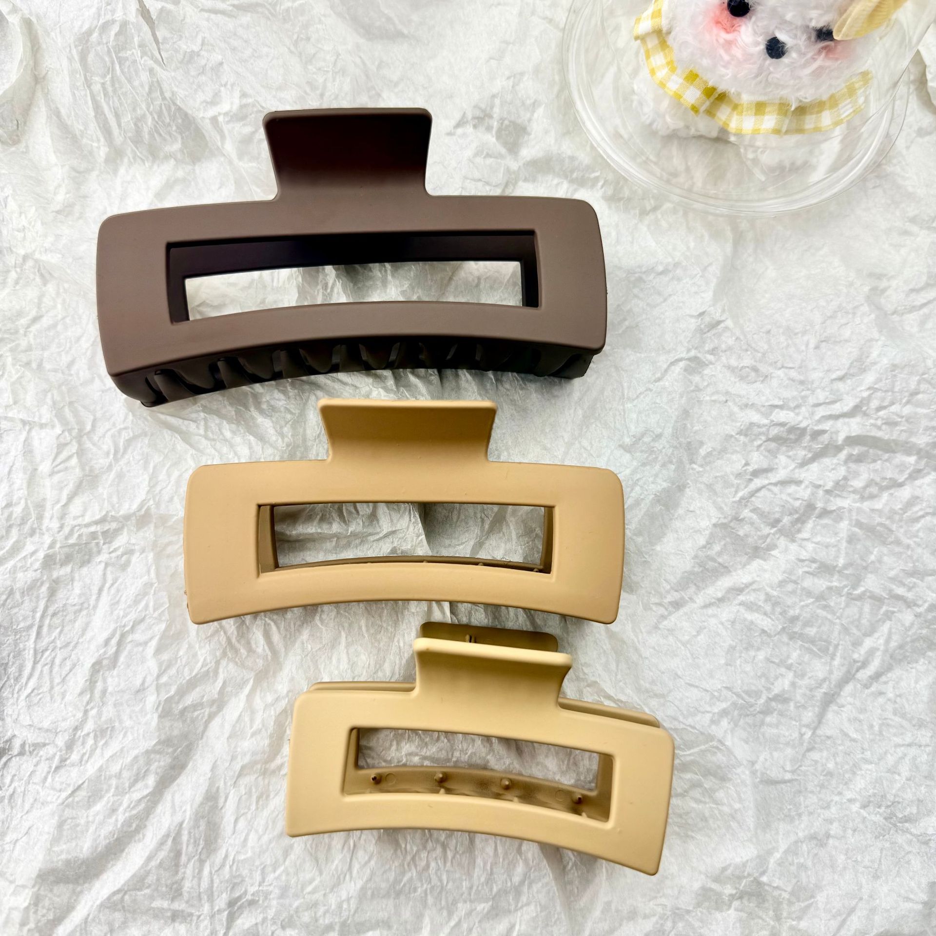 Übergroße matte Haarklammer mit Griff, quadratisch, Haiklemme für dickes Haar, hochwertige Haarspange für Damen, Haarschmuck