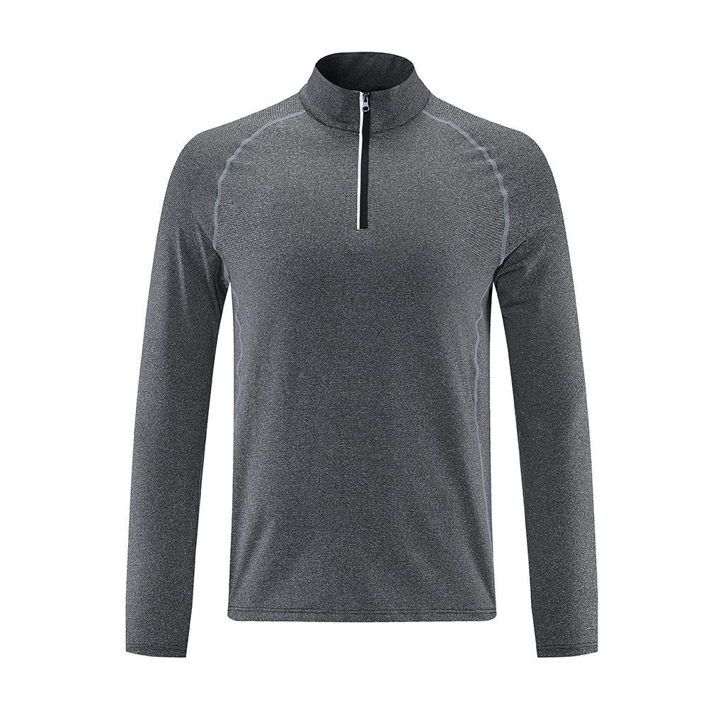 Ropa de entrenamiento de primavera y otoño para hombres de manga larga superior transpirable media cremallera collar de pie apretado correr ropa de secado rápido en stock al por mayor UA