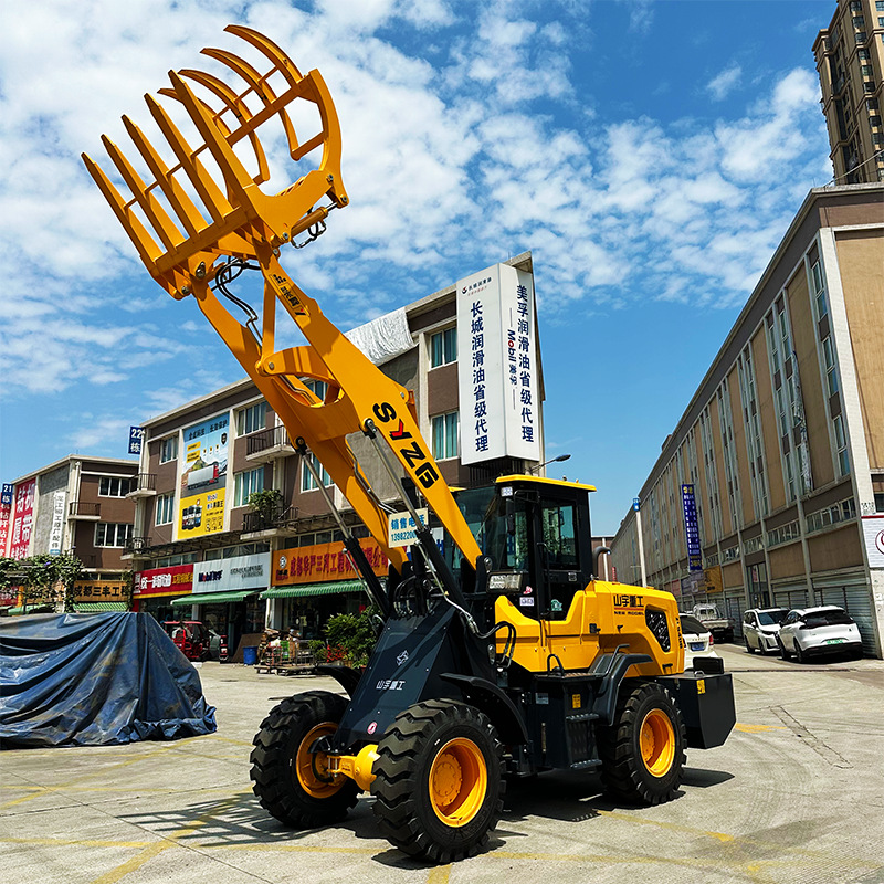 山宇重工装载机带抱夹的抓木机20加长臂小铲车