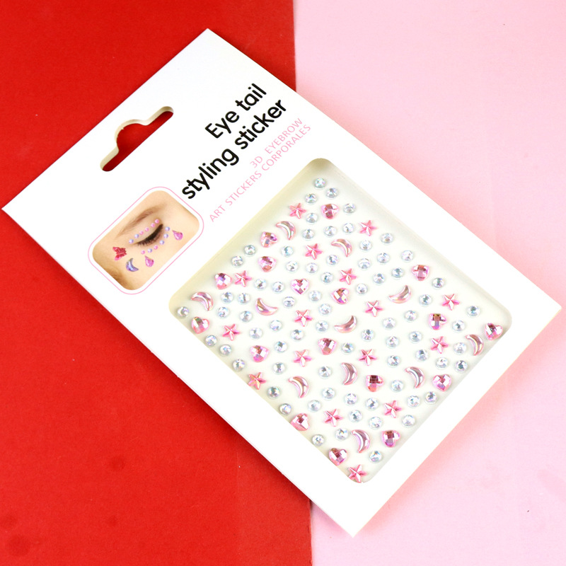 Transfronterizo AB diamantes coloridos joyas de maquillaje de ojos maquillaje facial pegatinas de diamante para niños espectáculo de escenario pegatinas faciales pegatinas de cristal perlas