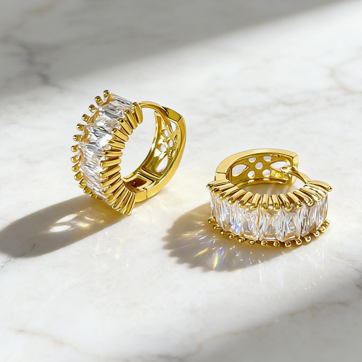 欧美跨境时尚ins风格镀金镶锆石耳扣耳钉简约配饰小众耳环女批发