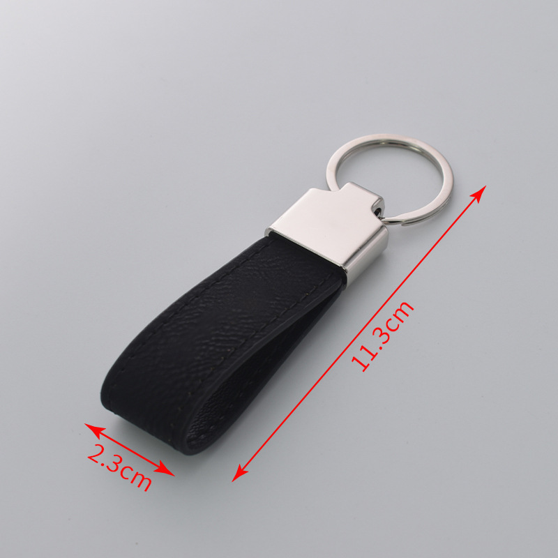 Transfronterizos en blanco spot embrión láser de cuero llavero de metal cuero colgante de automóvil personalizado regalos de negocios de alta calidad