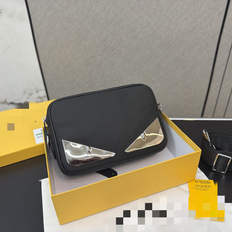 Fendi Same Style Black Little Monster Shoulder Bag for Women 2025 New Fashion Versatile Crossbody Bag Genuine Leather with Pebbled Texture Fendi Same Style Black Little Monster Shoulder Bag for Women 2025 New Fashion Versatile Crossbody Bag Genuine Leather with Pebbled Texture