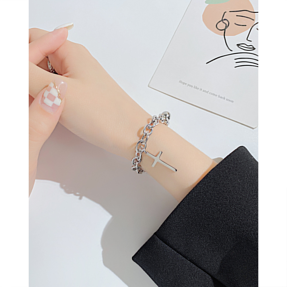Simple Style Cross Stainless Steel Bracelets Chain No Inlaid Stainless Steel Bracelets