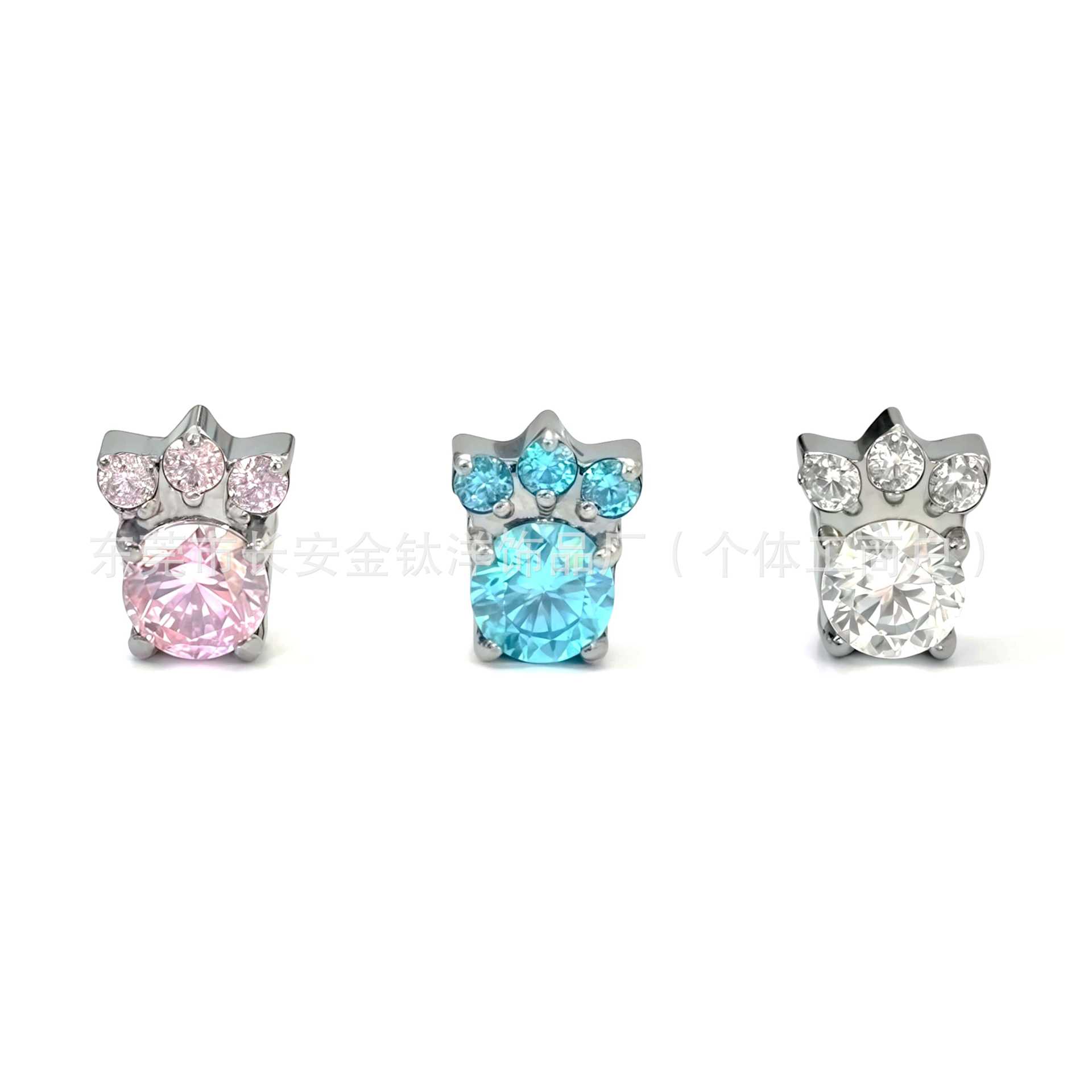 F136 Titanium Internal Thread Cat Claw Zircon Earring Lip Nail Ear Bone Nail G23 Titanium Alloy Body Piercing Jewelry 1.2x14mm detail image 8