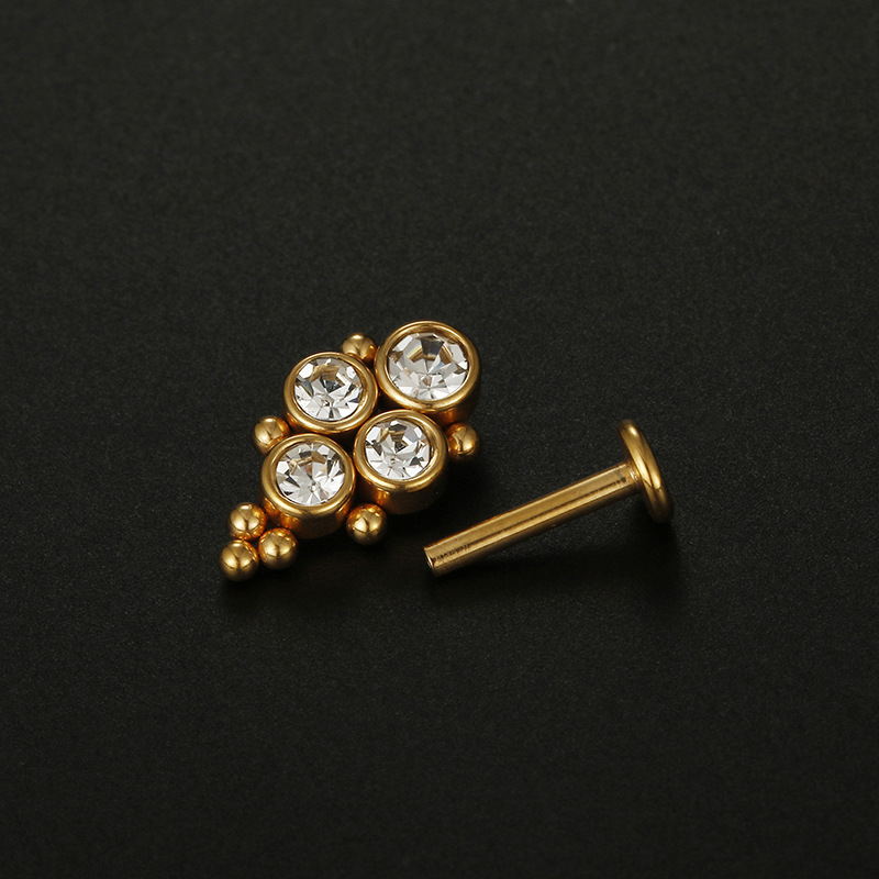 Fashion Geometric Stainless Steel Zircon lip stud 1 Piece