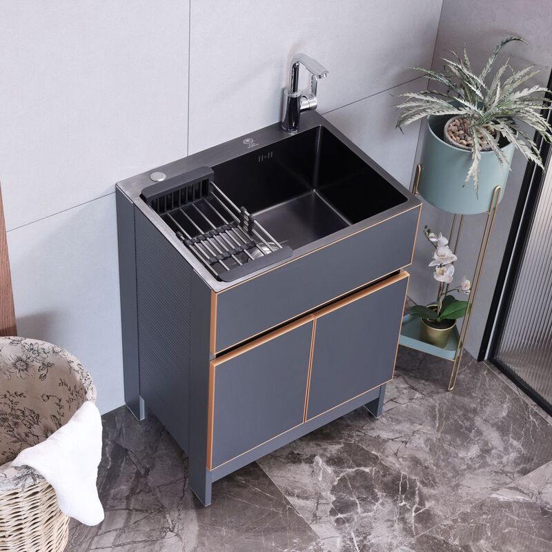 Stainless Steel Sink Cabinet Balcony Cabinet Integrated Laundry Sink Dishwasher Kitchen Floor-Standing Small Apartment Home Bathroom Cabinet Stainless Steel Sink Cabinet Balcony Cabinet Integrated Laundry Sink Dishwasher Kitchen Floor-Standing Small Apartment Home Bathroom Cabinet