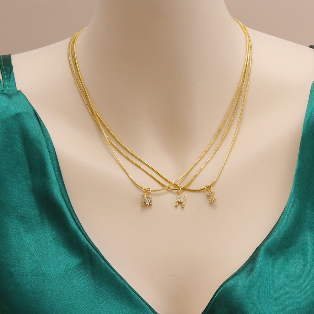 Fashion Letter Titanium Steel Plating Zircon Pendant Necklace 1 Piece