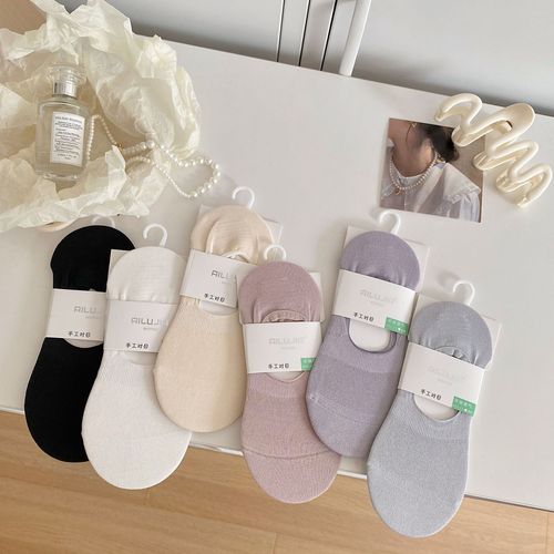Spring and summer new socks for women, silicone anti-falling boat socks, invisible socks, women's pure cotton socks, summer breathable women's socks