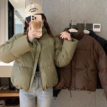 感PU皮棉服女2025年冬季新款宽松棉衣潮流加厚立领外套免洗潮