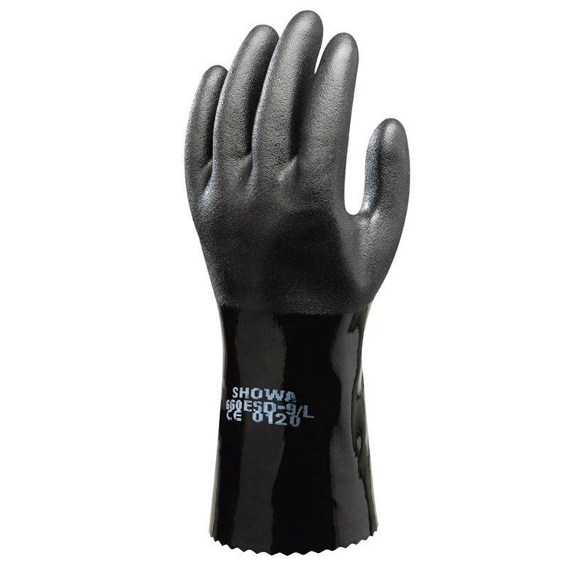 SHOWA尚和660ESD 31厘米PVC防静电耐油操作手套工厂防化手套