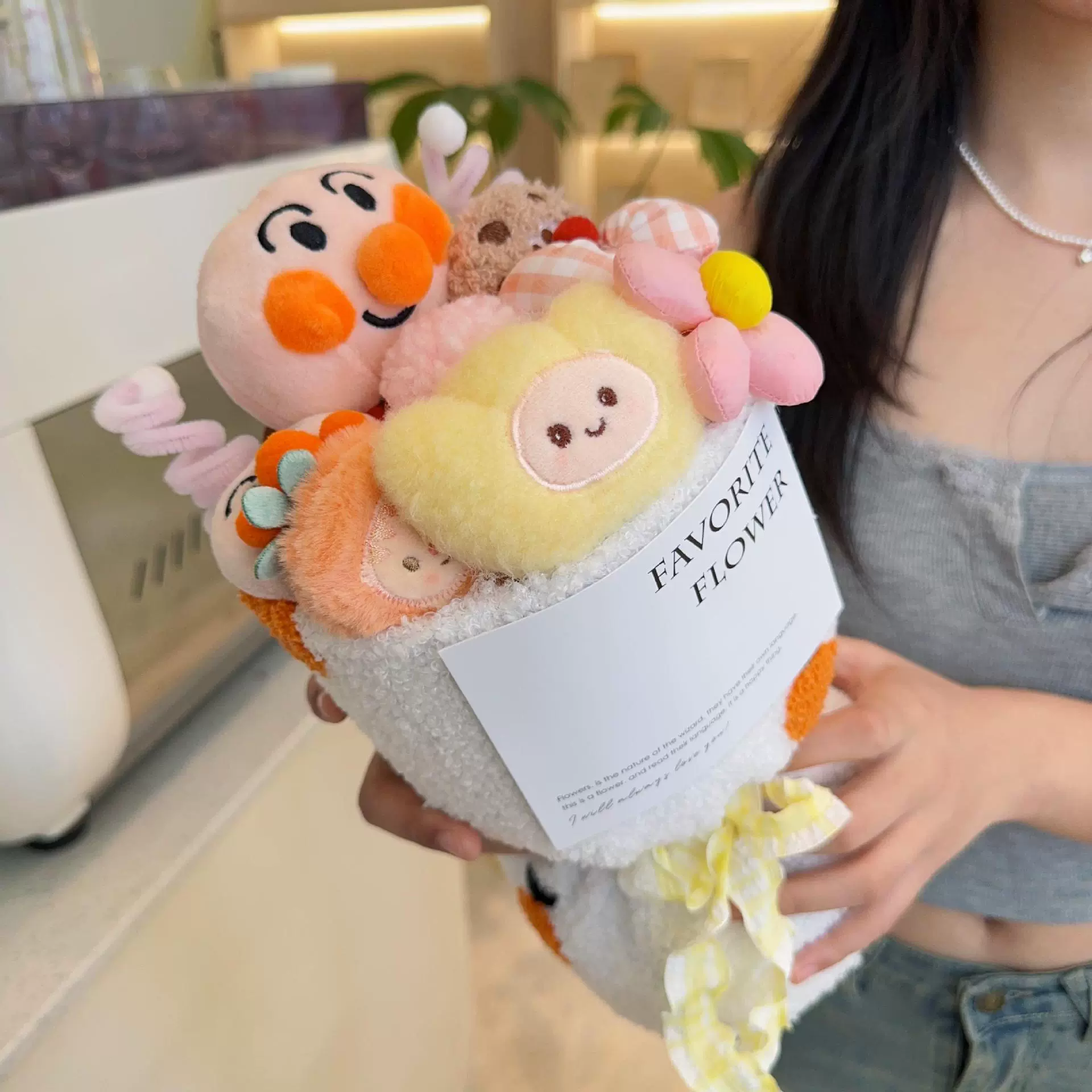 Плюшевый букет (Sanrio) assorted мультяшные куклы в льняном мешке с открыткой — подарок друзьям