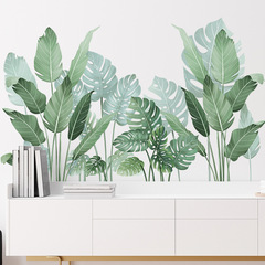 LD96162 Fresh Tropical Green Plant Leaf Background Wall Decor for Living Room Bedroom Entrance Self-Adhesive Wall Sticker