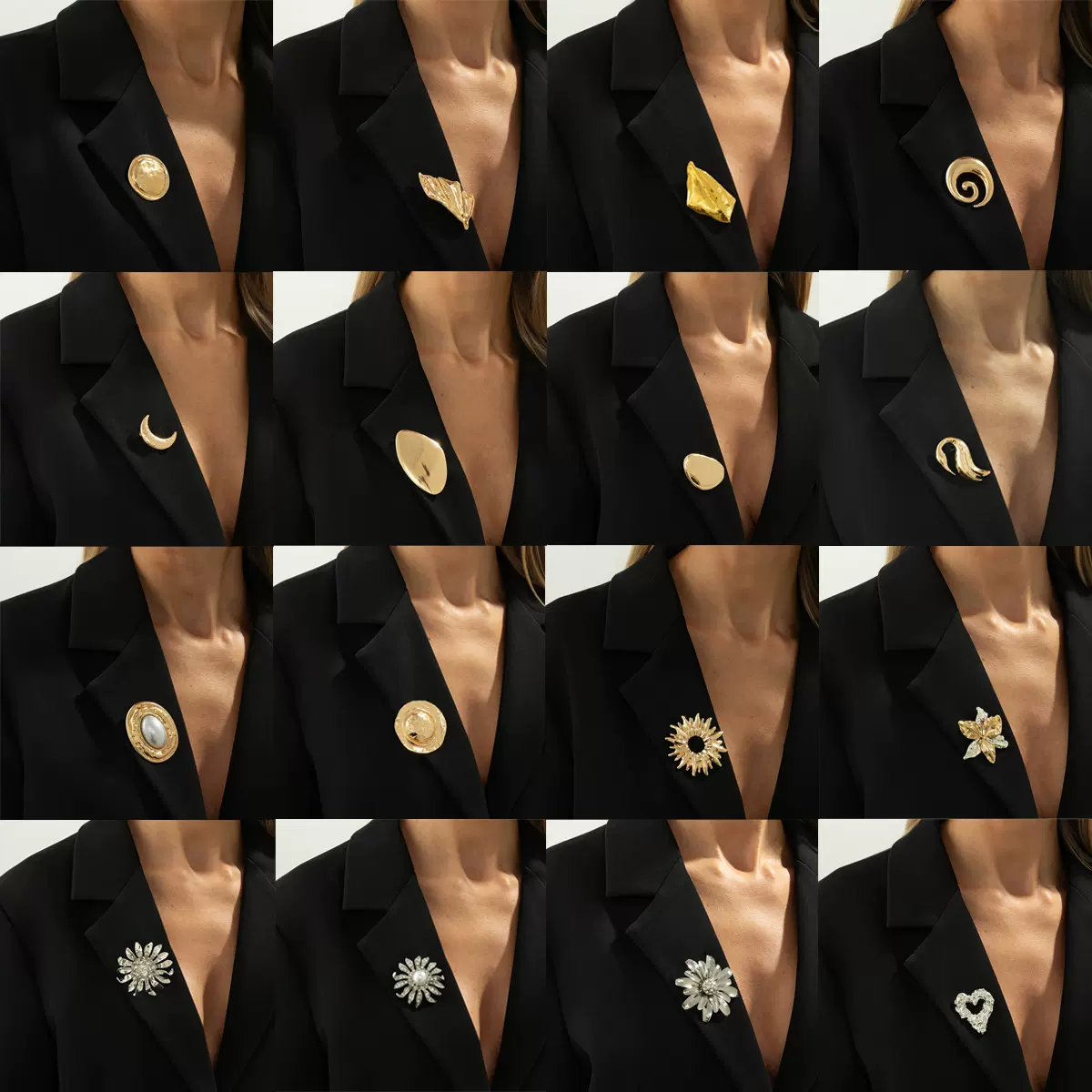 欧美跨境饰品 ins时尚液态褶皱天鹅胸针 不规则几何金属胸花装饰