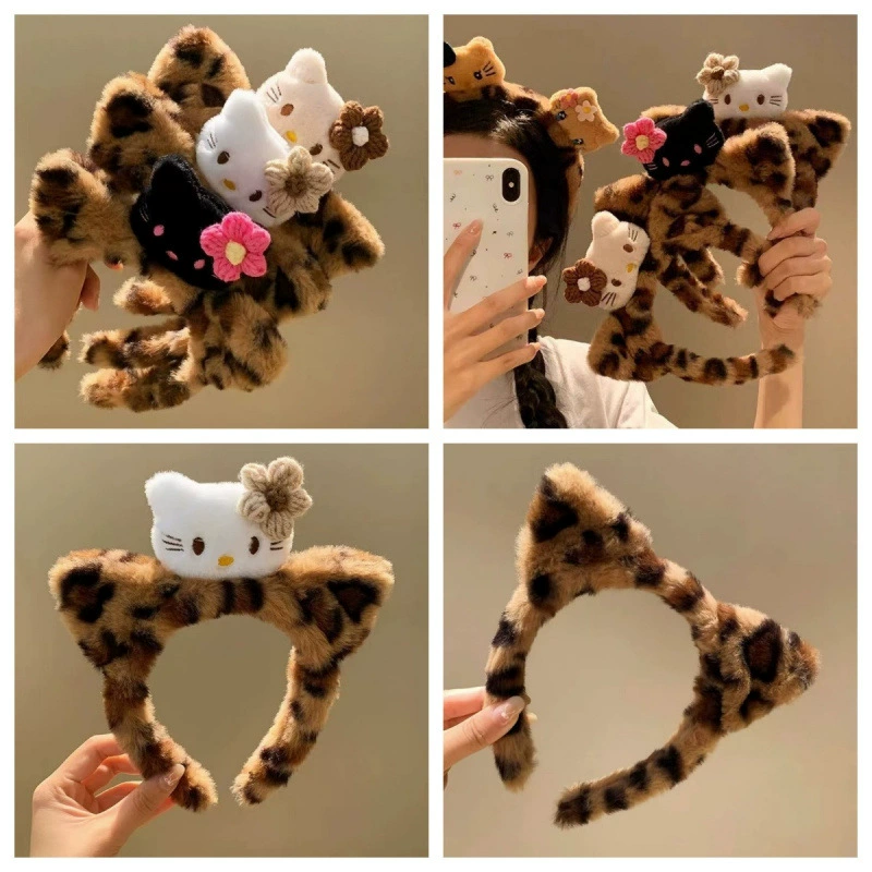Hello Kitty, мультяшная повязка на голову для умывания лица, аксессуар для волос, новая коллекция