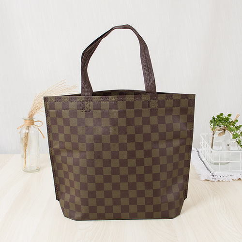 Advertised eco-friendly fabric heat-sealed hand-held mesh coffee-colored shopping bag with logo printed