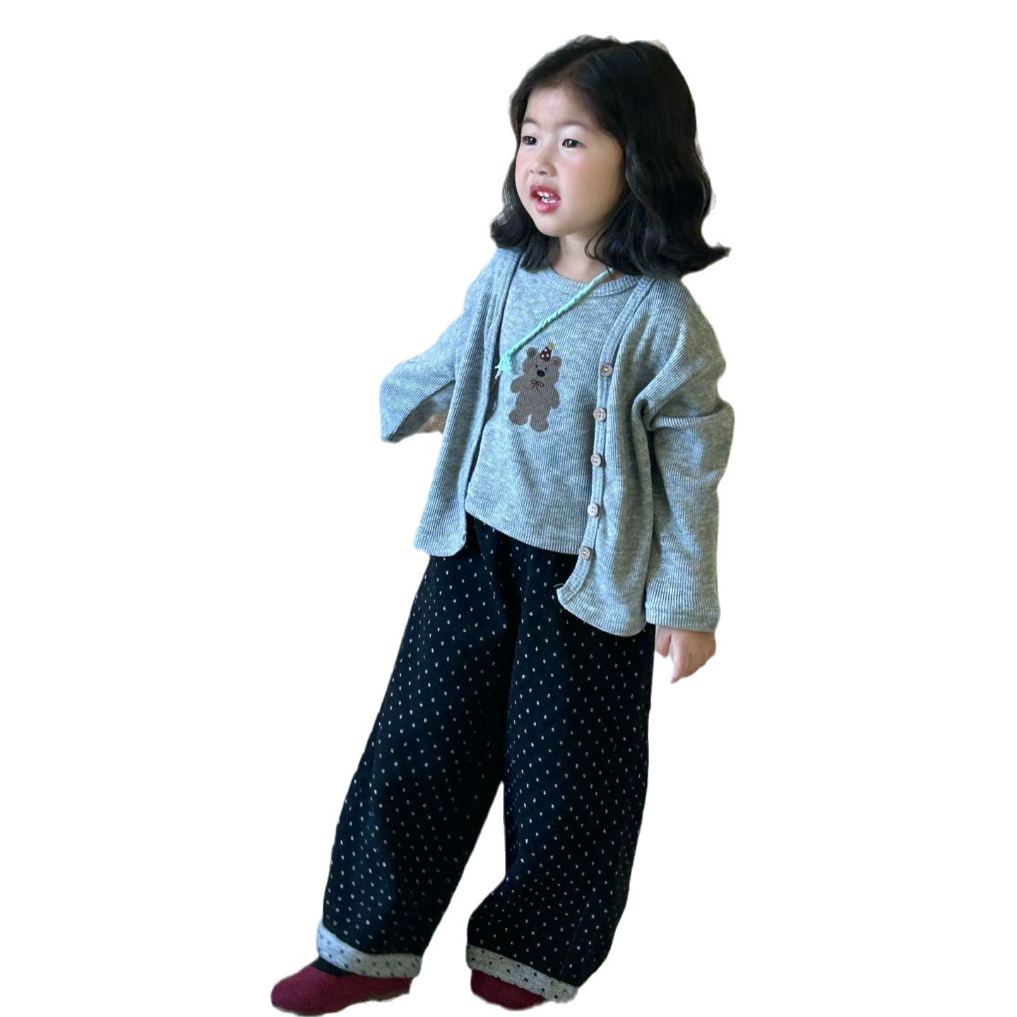 Autumn cute vest, cardigan, jacket, children's clothing, Korean style, with little bears