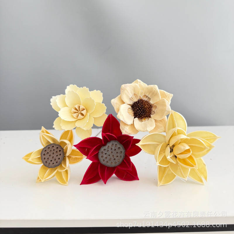 Bainia lotus flor de oro púrpura flor de magnolia bola de caballo flor de seda nueva decoración de estilo chino para el hogar arte de arranque floral props de disparo