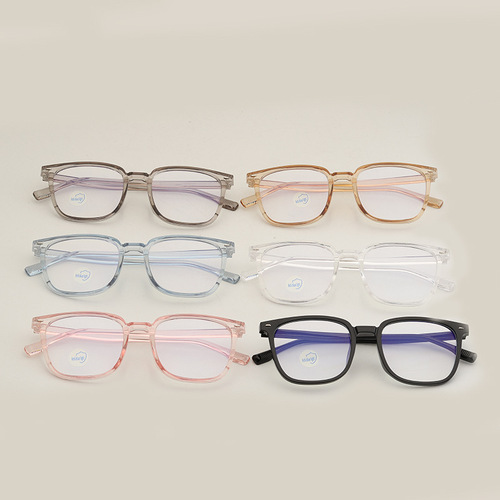 Transparent square frame, popular anti-blue light flat lenses, 2024 new style, unisex trendy large frame, bare face glasses frame