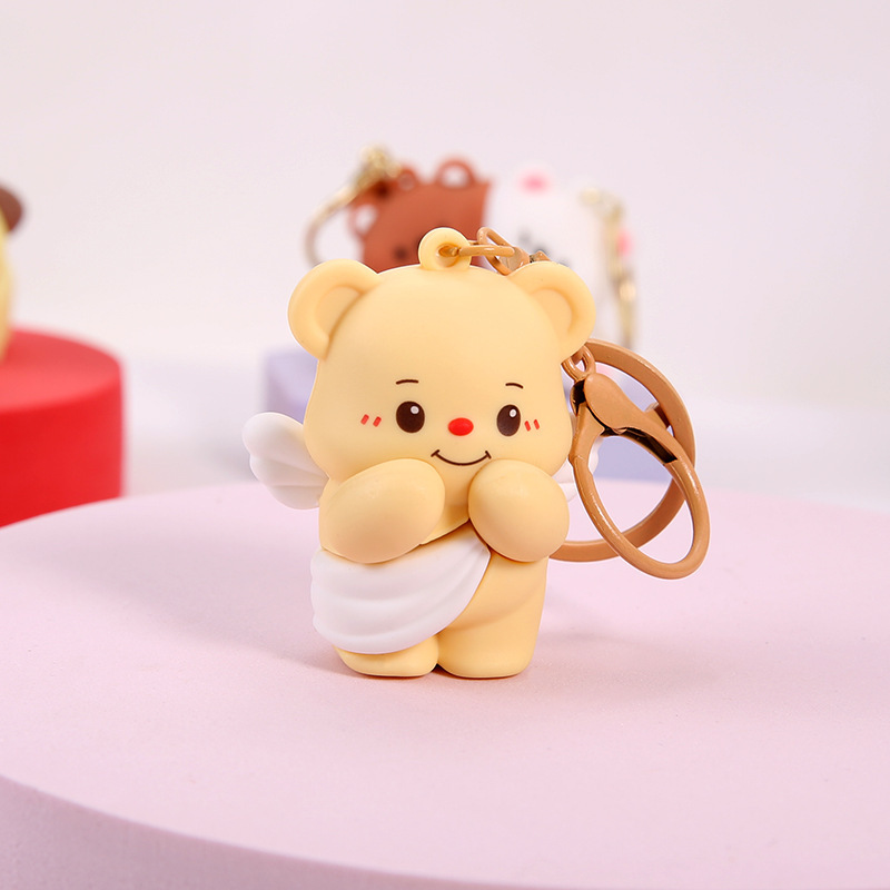 かわいい漫画バタークマ車のキーホルダー人形クリエイティブかわいいバッグペンダントカップル小さなギフトペンダント|undefined