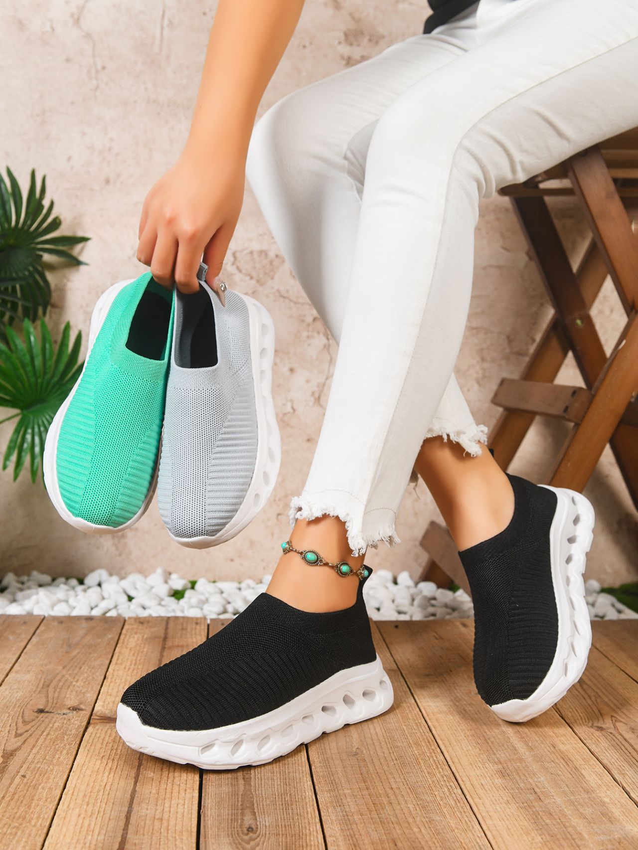 Breathable Women's Casual Trainers Lightweight Knit Running Shoes_voghion.com