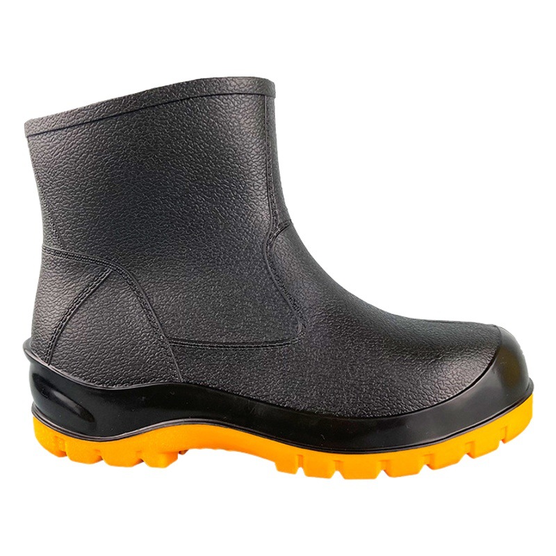 Botas de lluvia de protección laboral para hombres cortas bajas 18CM anti-aplastante resistente al desgaste resistente al ácido y álcali resistente a los pinchazos sitio de construcción Botas de lluvia de seguridad antideslizantes