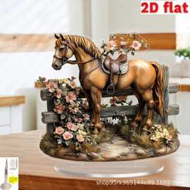 跨境新款波西米亚系列花卉马桌面现代艺术平面摆件家居客厅装饰