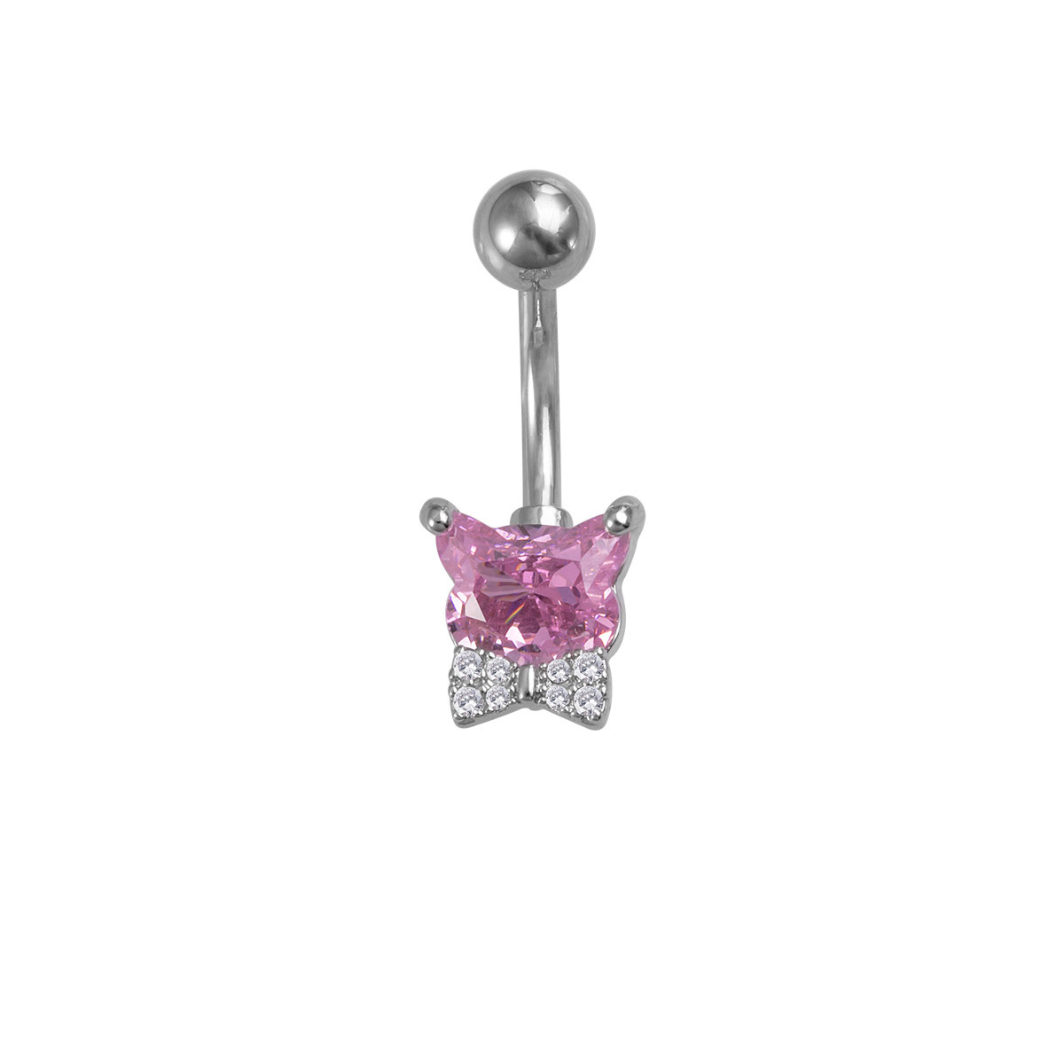 Navel Rings Belly Button Ring Stainless Steel Zircon Cat Devil_voghion.com