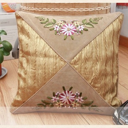 Fábrica al por mayor de color de impresión bordado de la cinta hecha a mano DIY paquete de material cojín funda de almohada flor frente mariposa volando doble platillo Flying dance