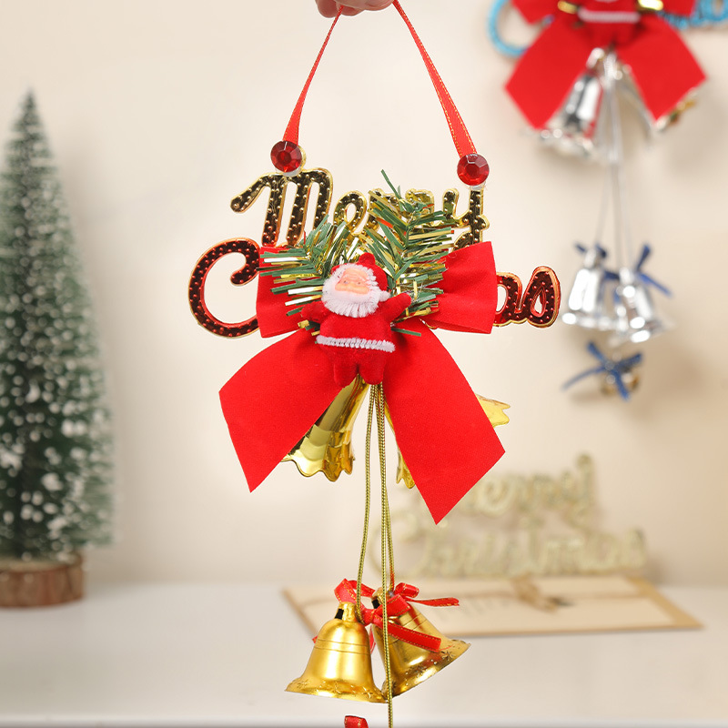 Cross-Border Hot Selling Christmas Decoration Bells Plastic Electroplated Bells Christmas Tree Bow Hangings Manufacturer Wholesale
