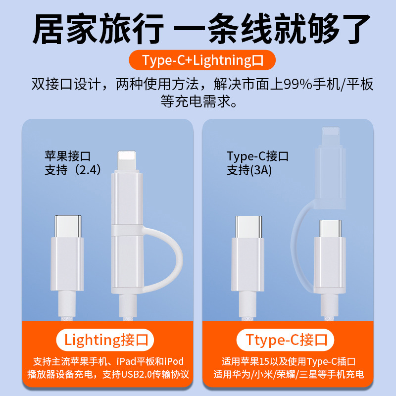 アップル16pro max 1牽引2データケーブルPD充電器2 in 1高速充電ケーブルを適用|undefined