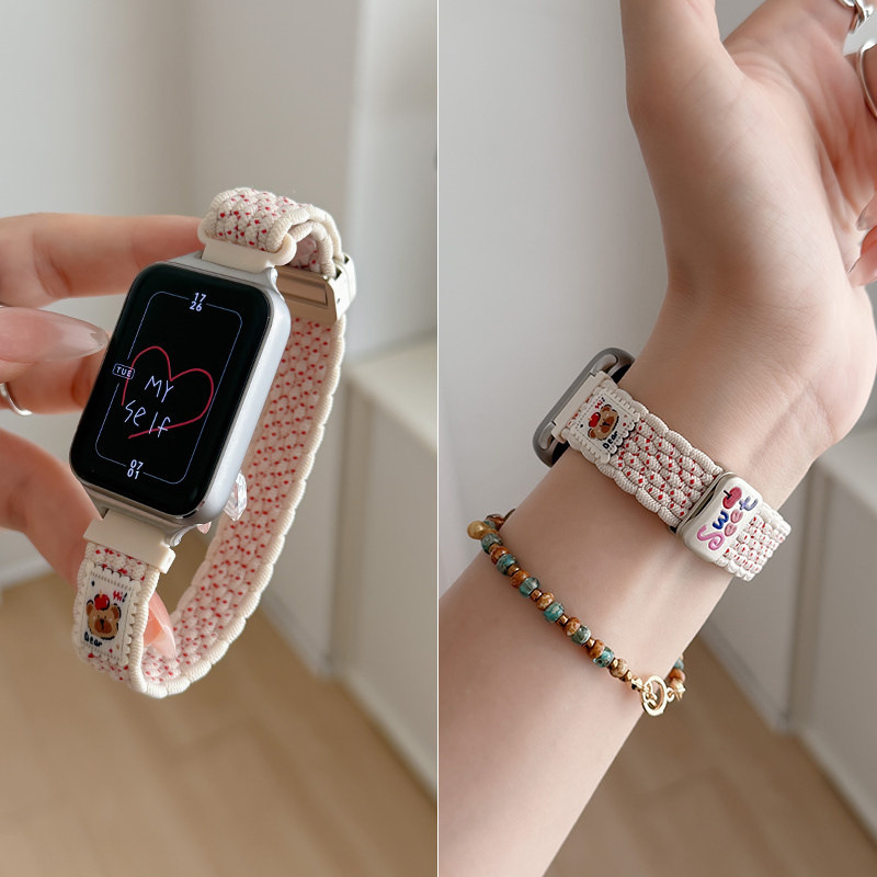 Suitable for Huawei Fit4 Watch Strap Fit4Pro Women's Model Fit3 Nylon Magnetic Cute Bear Sports Watch Strap Watch