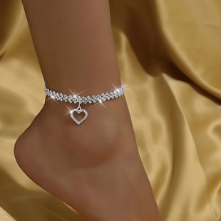 Aliexpress Fashion One Piece Diamond Gypsy Love Anklet Rhinestone Beach Foot Accessories