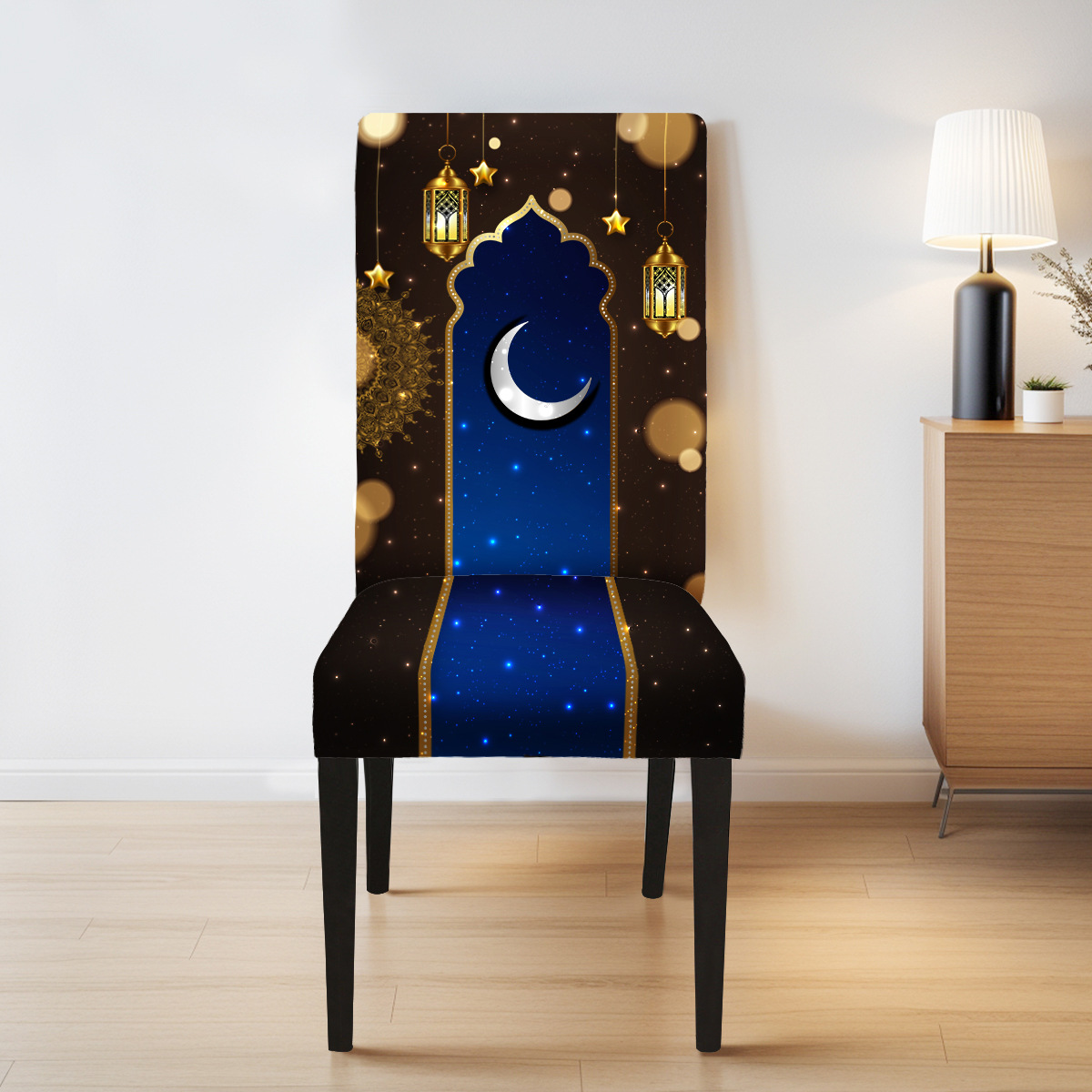 Transfronterizo al por mayor de impresión de vacaciones de Oriente Medio cubierta de silla de decoración estacional cubierta de silla de restaurante antipolvo universal