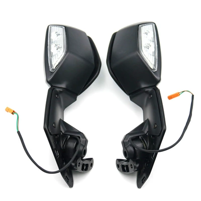 Motorcycle modified rearview mirror with light is suitable for Ninja ZX10R 2016-2020 sports car reflector (Motorcycle rearview mirror)